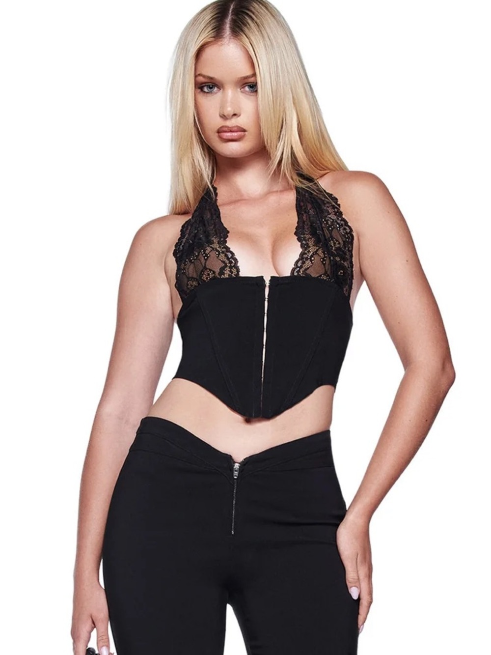 I am gia Ellena woven lace halter corset